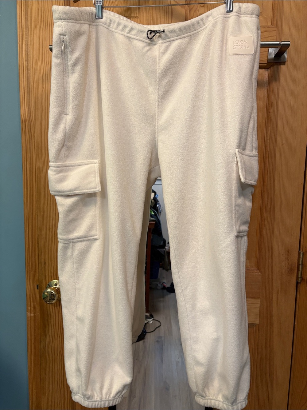 Cream Fleece Unisex Cargo Pants Sz XXXL